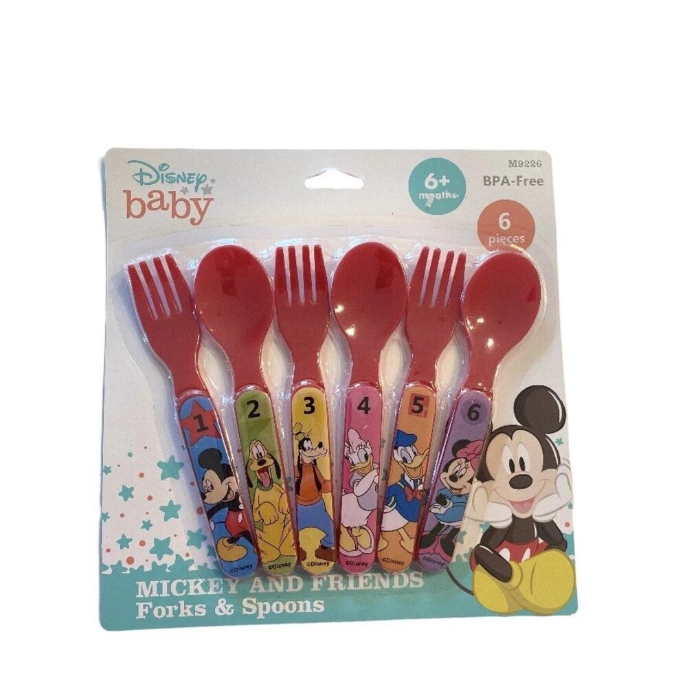 Baby Disney Mickey Mouse Six Piece Fork & Spoon Set